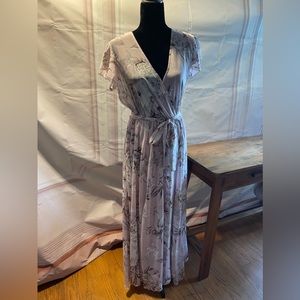 Long summer floral top wrap dress